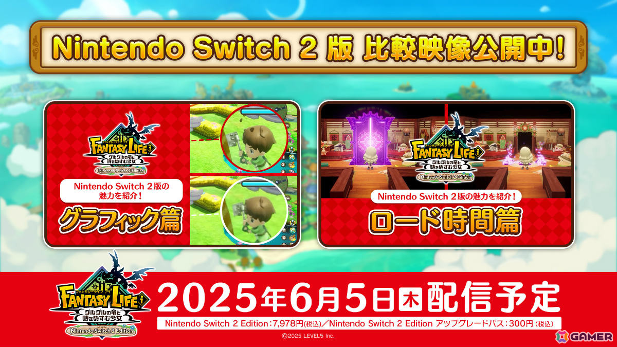 「ファンタジーライフi グルグルの竜と時をぬすむ少女 Nintendo Switch 2 Edition」が配信！従来よりも遠くまでマップが見える視点を実装予定の画像6