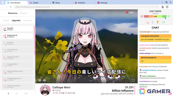 ホロライブタレントを人気配信者に育てるクリッカーゲーム「Holoidle」がSteamにて配信！森カリオペさん、がうる・ぐらさん、宝鐘マリンさんが登場の画像