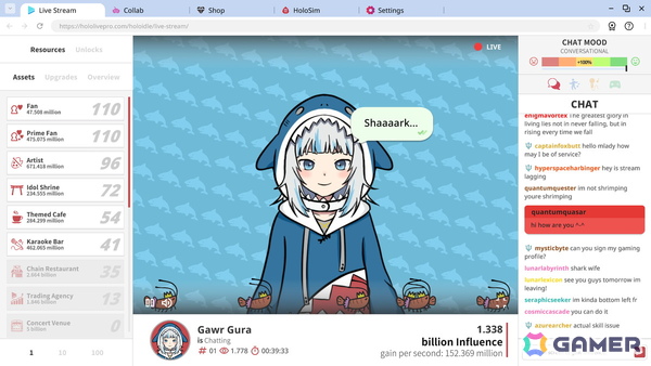 ホロライブタレントを人気配信者に育てるクリッカーゲーム「Holoidle」がSteamにて配信！森カリオペさん、がうる・ぐらさん、宝鐘マリンさんが登場の画像