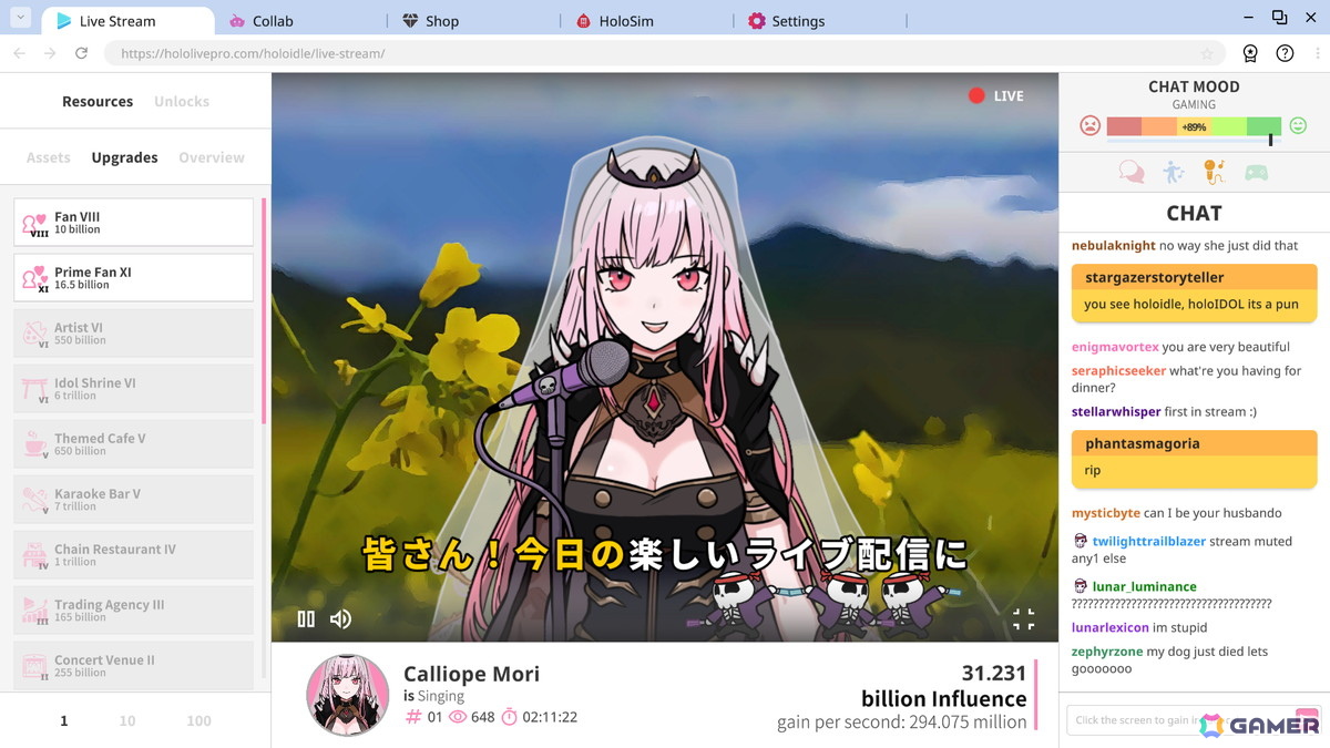 ホロライブタレントを人気配信者に育てるクリッカーゲーム「Holoidle」がSteamにて配信！森カリオペさん、がうる・ぐらさん、宝鐘マリンさんが登場の画像3
