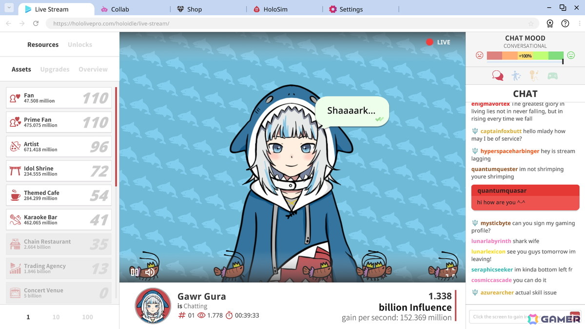 ホロライブタレントを人気配信者に育てるクリッカーゲーム「Holoidle」がSteamにて配信！森カリオペさん、がうる・ぐらさん、宝鐘マリンさんが登場の画像4