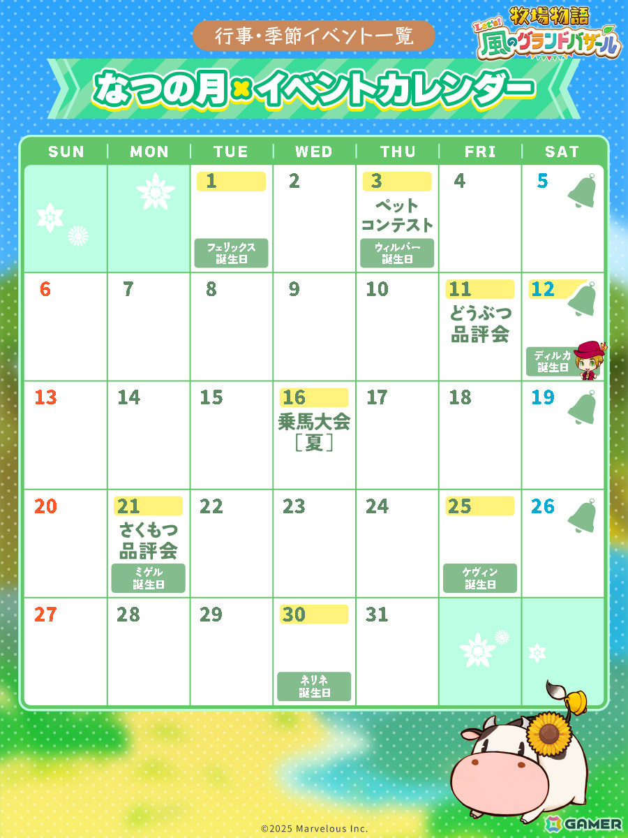 「牧場物語 Let's！風のグランドバザール」牧場ライフを彩るお祭りを特集する「そよかぜタウンウォーカー」が公開！の画像8