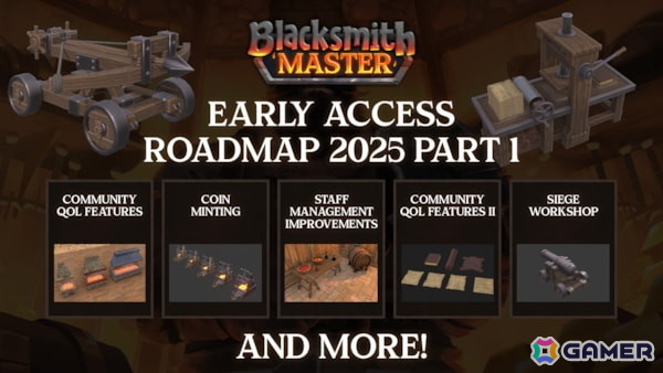 中世鍛冶屋経営シム「Blacksmith Master」のロードマップが公開！コイン鋳造や攻城兵器の生産に加えてスタッフ管理要素の改善もの画像1