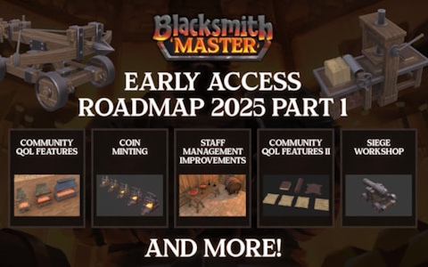 中世鍛冶屋経営シム「Blacksmith Master」のロードマップが公開！コイン鋳造や攻城兵器の生産に加えてスタッフ管理要素の改善も