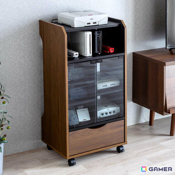ゲーム機やソフト、コントローラーなどをまとめて収納できるガラス扉付きゲームラック「200-CB066」が発売！の画像