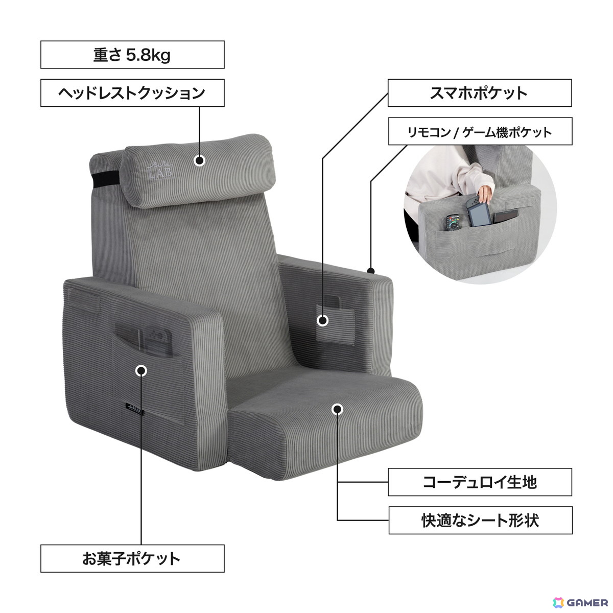 ゲーミング座椅子「運べるスマホソファー」のリニューアルモデルが発売!カバーの着脱が簡単になり夏場の堕落ゲーム環境も快適にの画像