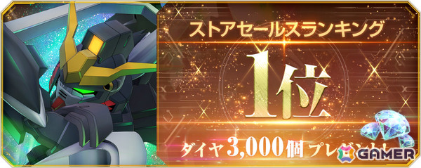 「SDガンダム ジージェネレーション エターナル」ストアセールスランキング1位達成を記念してダイヤ3,000個が配布！の画像1