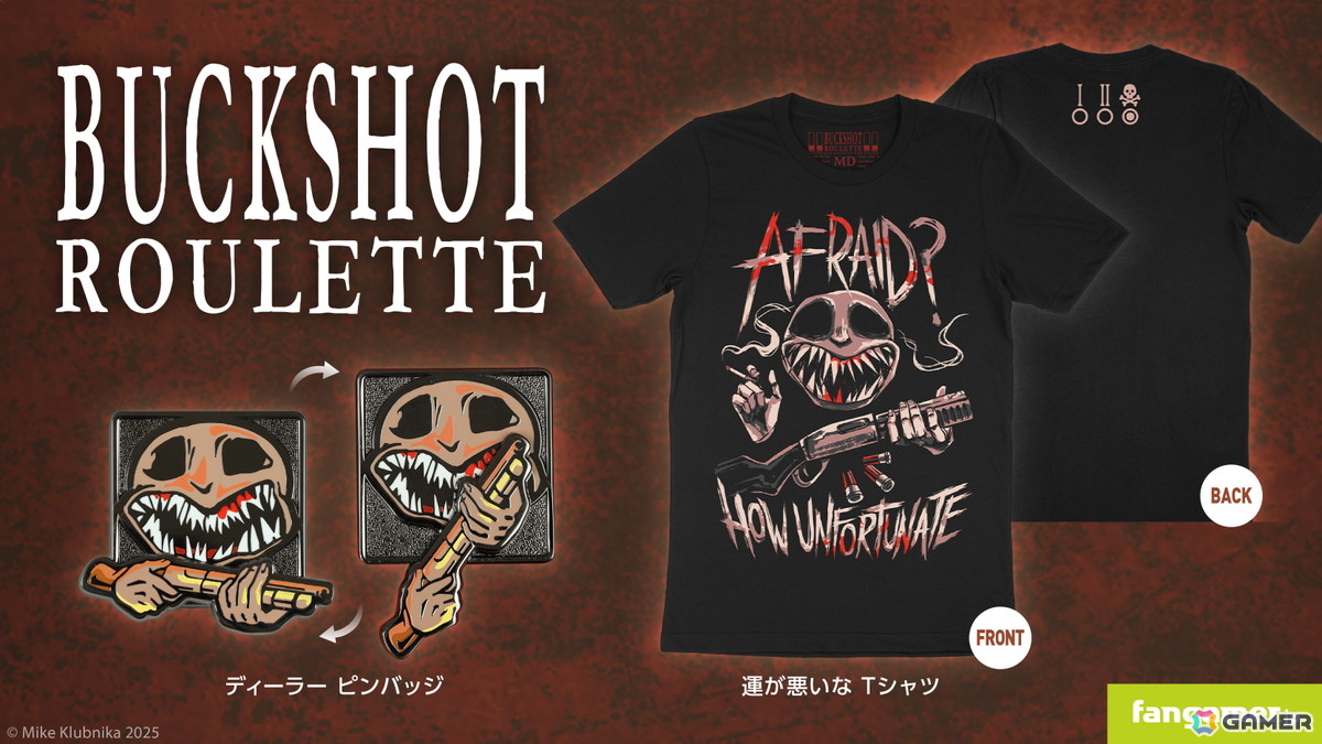 「Buckshot Roulette」と「RimWorld」のグッズがFangamer Japanにて発売!Tシャツやデスクマットなど4つのグッズが登場の画像