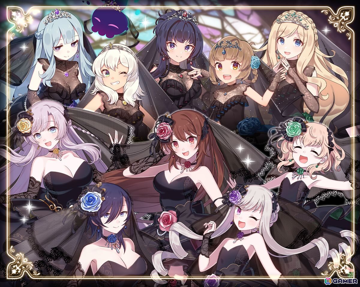 「ごまおつ」でウェディングイベント「黒花嫁は茨に咲き誇る～悲憤はモノクロームに包まれて～」が開催！黒いウェディングドレス姿の学園乙女たちがガチャに登場の画像