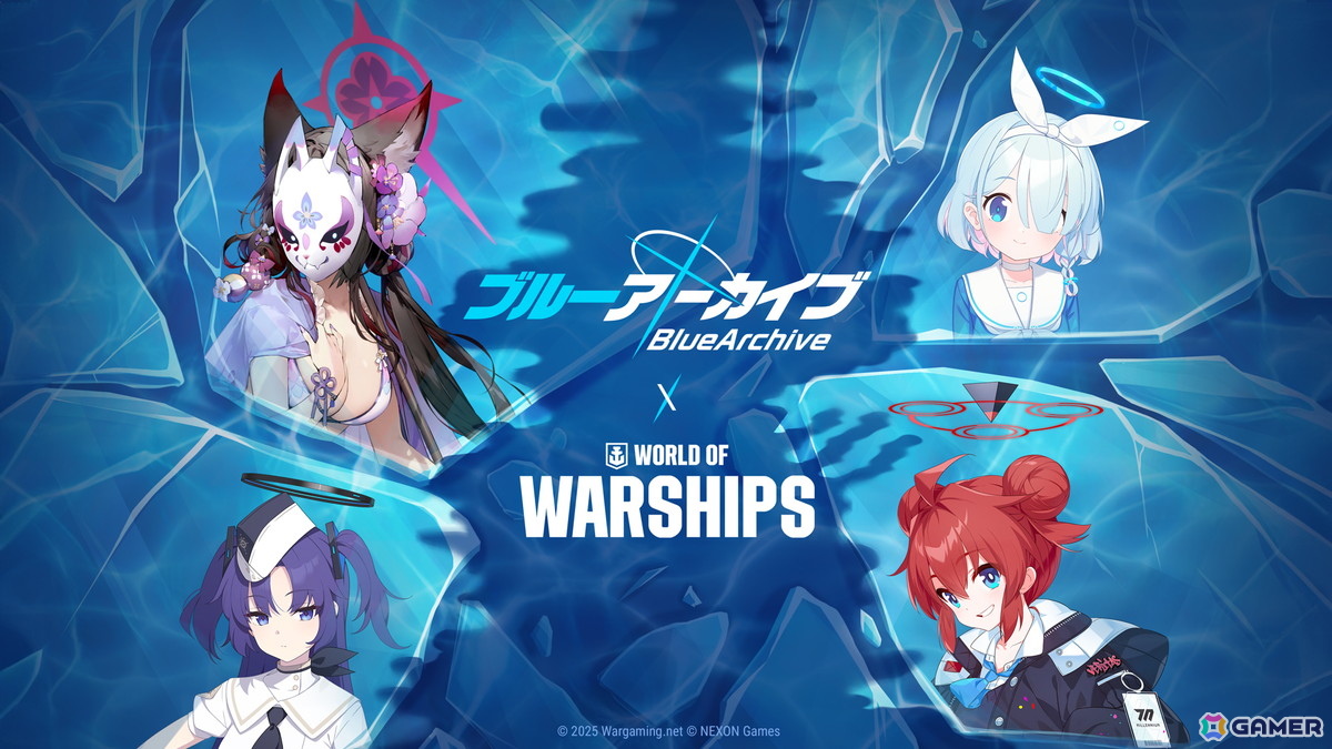 ユウカやワカモらが艦長として登場する「World of Warships」×「ブルアカ」コラボ第2弾が7月10日より順次開催!アビドス対策委員会メンバーの復刻もの画像
