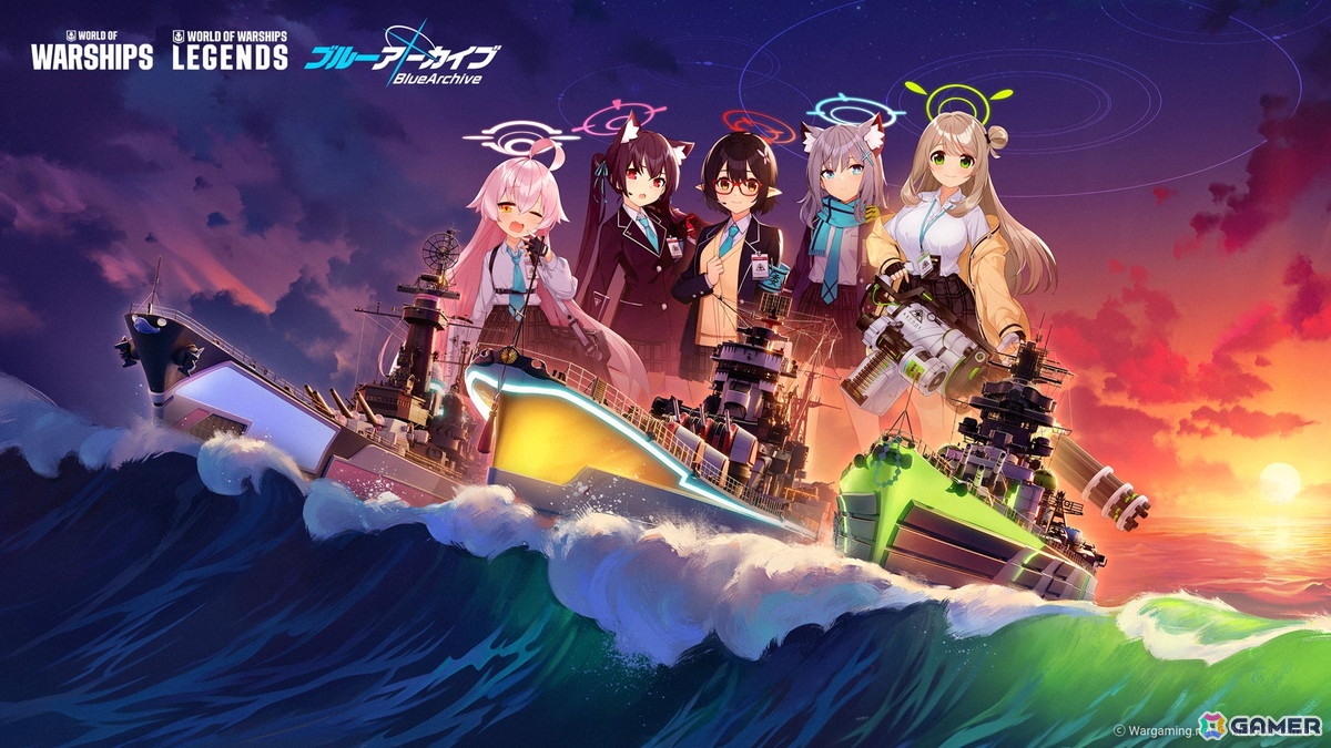 ユウカやワカモらが艦長として登場する「World of Warships」×「ブルアカ」コラボ第2弾が7月10日より順次開催!アビドス対策委員会メンバーの復刻もの画像