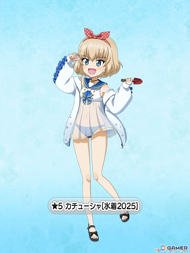「ガールズ&パンツァー 戦車道大作戦!」みほ、ホシノ、ダージリン、絹代が「水着生徒ガチャ第1弾」に登場!の画像