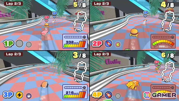 最大4人で楽しめるグルメレースゲーム「SUSHI vs BURGER レース」がSwitchとSteamで発売！スシ軍団とバーガー軍団に分かれて行うチーム戦などが楽しめるの画像4