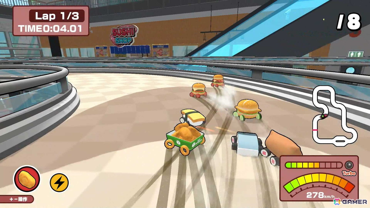 最大4人で楽しめるグルメレースゲーム「SUSHI vs BURGER レース」がSwitchとSteamで発売!スシ軍団とバーガー軍団に分かれて行うチーム戦などが楽しめるの画像