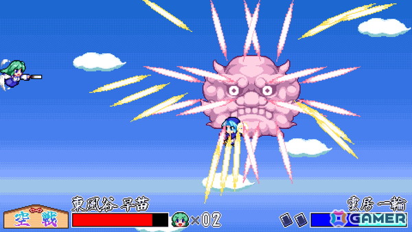 東方二次創作のドットアクションゲーム「東風谷早苗の神風とともに」がSteamで7月11日に配信!東風谷早苗のCVを務めるのは白砂沙帆さんの画像