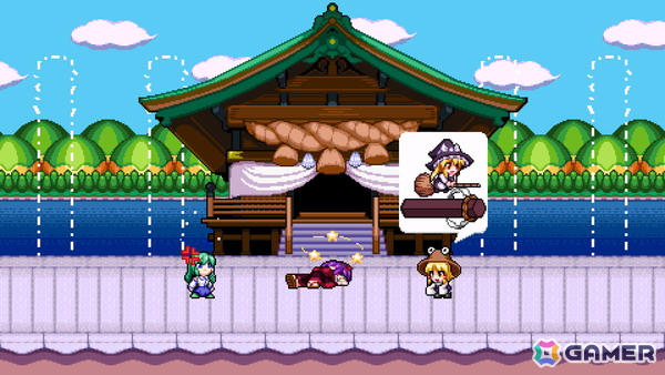 東方二次創作のドットアクションゲーム「東風谷早苗の神風とともに」がSteamで7月11日に配信!東風谷早苗のCVを務めるのは白砂沙帆さんの画像