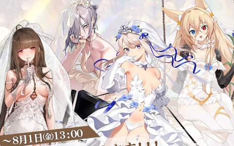 「ドルフロ」でウェディングドレスのスキンテーマ「花の約束」が7月4日に実装！水着スキン「真夏の風波」と「彼女と私の夏」が1週間限定で販売中