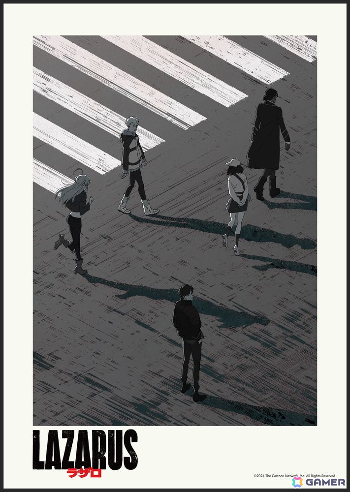 アニメ「LAZARUS ラザロ」最終13話放送を記念して都市の横断歩道を進む