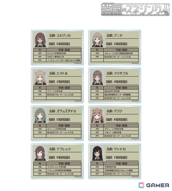 「救国のスネジンカ」のトレーディング プロフィール アクリルカードや缶バッジ、マルチデスクマットなどの受注がAMNIBUSで受付中！の画像1
