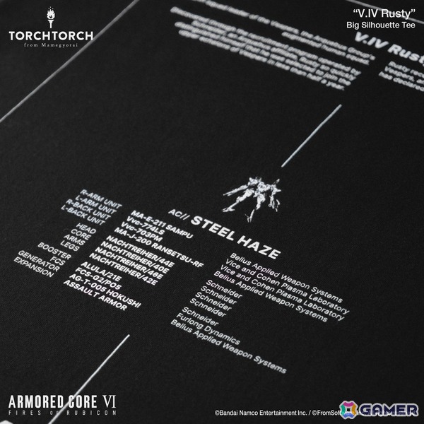 「ARMORED CORE VI FIRES OF RUBICON」に登場するキャラ「V.IV ラスティ」をフィーチャーしたTシャツがTORCH TORCHより登場！の画像6