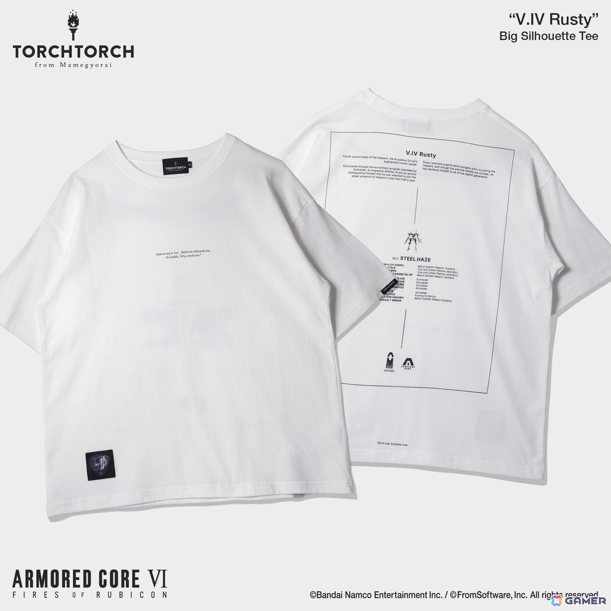 「ARMORED CORE VI FIRES OF RUBICON」に登場するキャラ「V.IV ラスティ」をフィーチャーしたTシャツがTORCH TORCHより登場！の画像