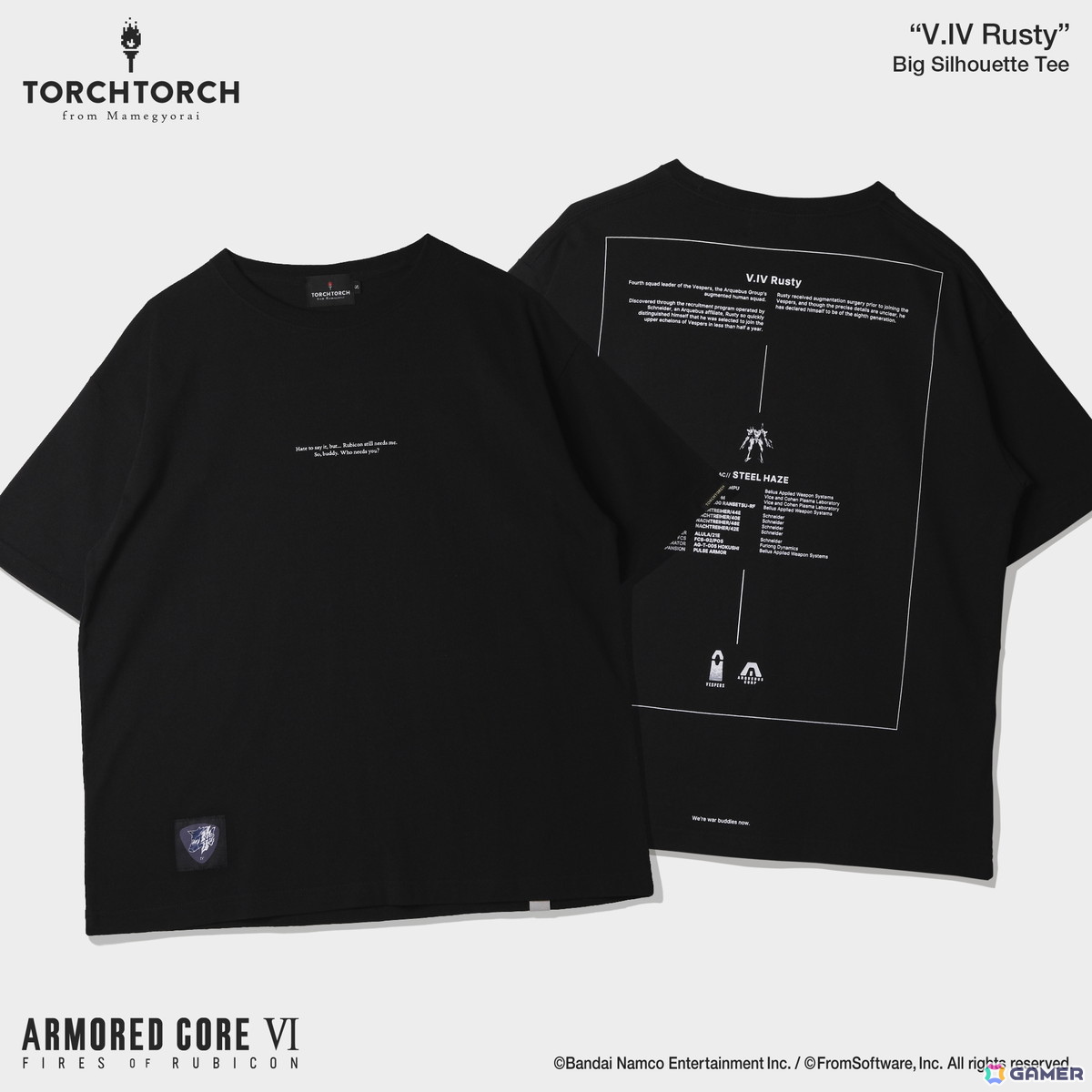 「ARMORED CORE VI FIRES OF RUBICON」に登場するキャラ「V.IV ラスティ」をフィーチャーしたTシャツがTORCH TORCHより登場！の画像