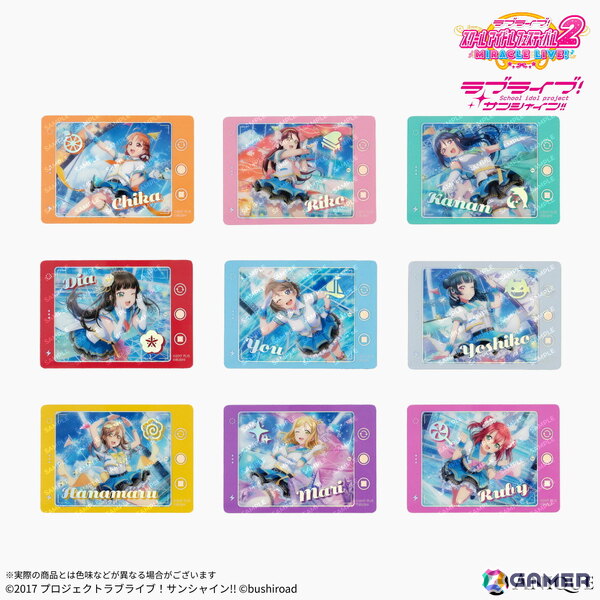 匿名＊２点　灰原愛 スカイツリー 特典 アクスタ　ホロ クリアカード　【限定】 スクフェス2」のホログラム缶バッジ、スマートフォン風アクスタ