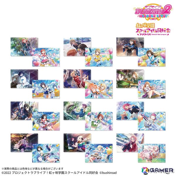 「スクフェス2」のホログラム缶バッジ、スマートフォン風アクスタ・ジュエルクリアカード、スチルカードイラストを使用したポストカードが登場!の画像