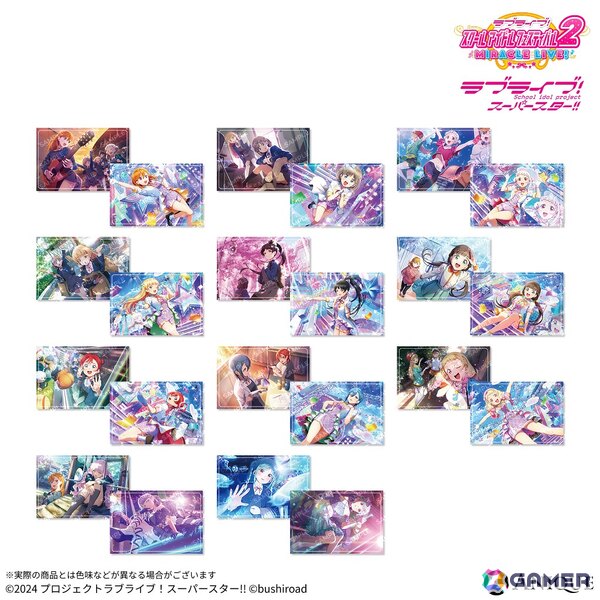 スクフェス2」のホログラム缶バッジ、スマートフォン風アクスタ