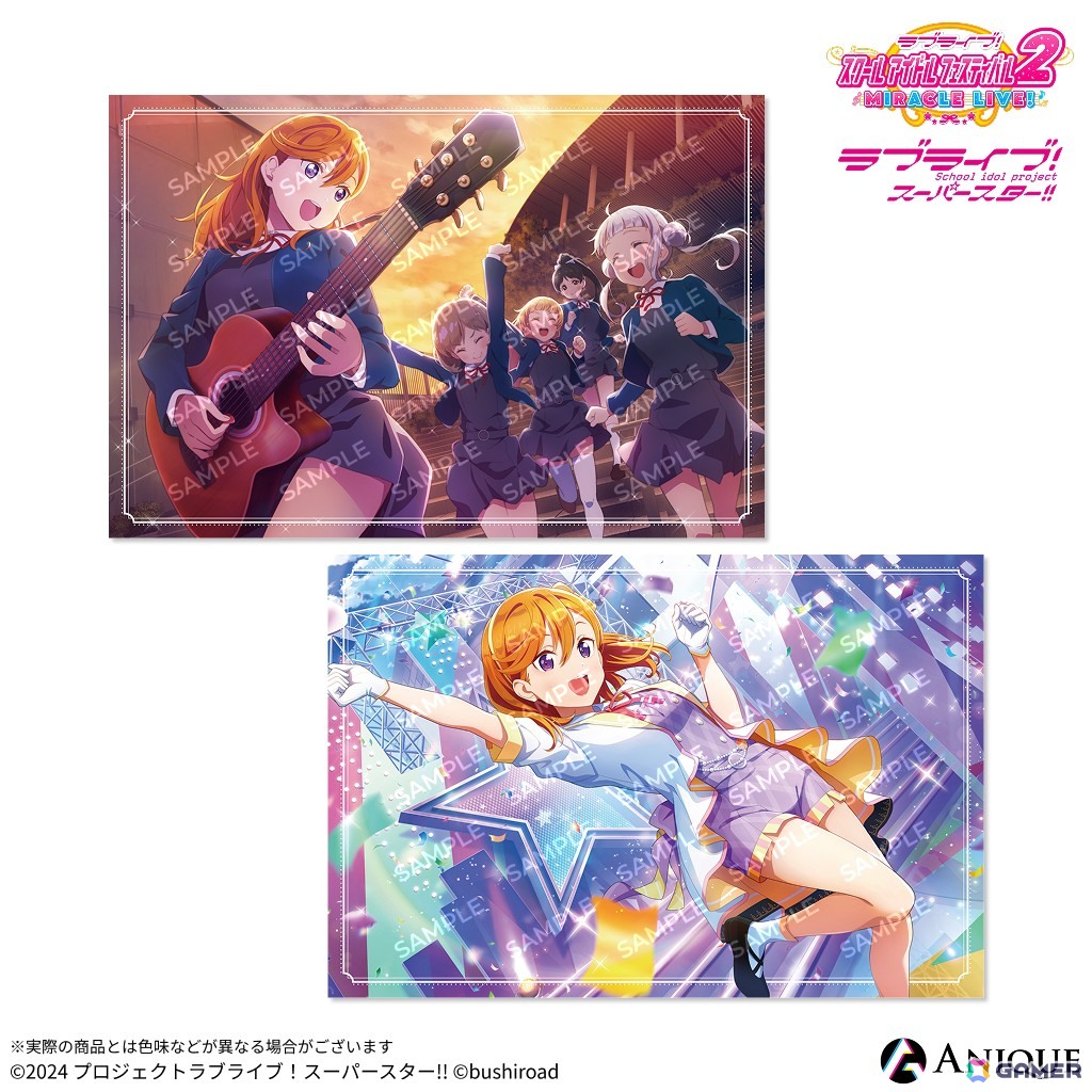 「スクフェス2」のホログラム缶バッジ、スマートフォン風アクスタ・ジュエルクリアカード、スチルカードイラストを使用したポストカードが登場!の画像