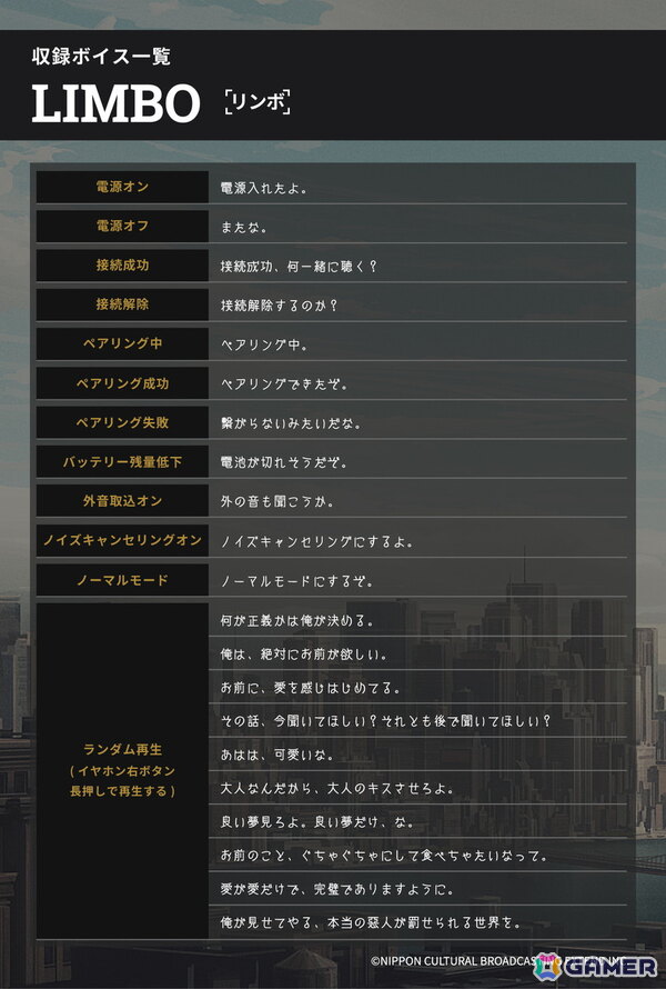 AVIOT ×「BUSTAFELLOWS」コラボレーション完全ワイヤレスイヤホンが予約開始！すめらぎ琥珀氏新規ビジュアル、リンボ役KENNさん監修のサウンドチューニングを採用の画像2
