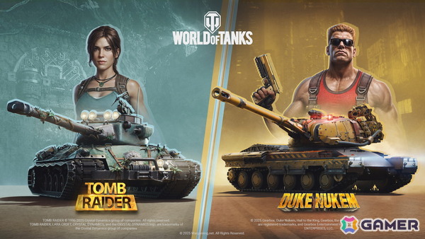 「World ofTanks」にララ・クロフトとデューク ニューケムが参戦！コラボ・バトルパス「ヒーローの軌跡」が登場の画像1