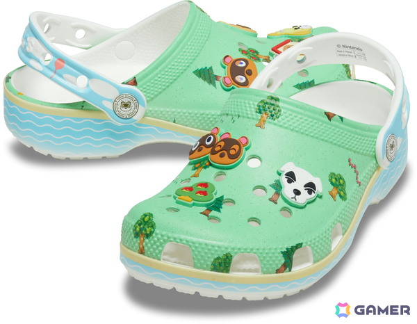 クロックスと「どうぶつの森」が初コラボ！無人島をイメージしたクロッグやたぬきち、とたけけのジビッツチャームなどが登場の画像