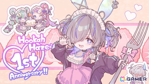 「Hookah Haze」開店1周年記念イラストが公開！ユーザーから募集したメッセージや質問にキャラが答えるシナリオ映像もの画像1