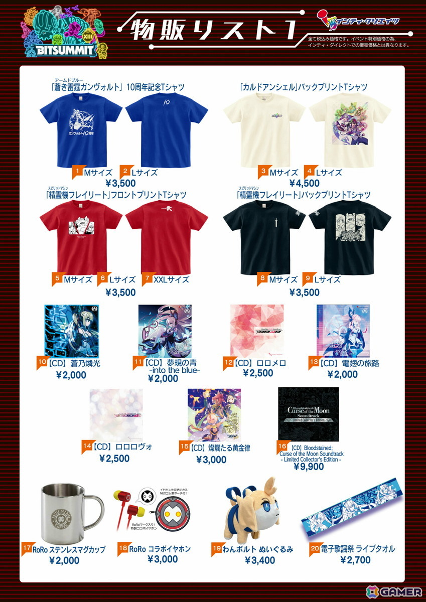 「魔女ガミ」「蒼き雷霆 ガンヴォルト トライアングル エディション」などがBitSummit the 13thに出展!ノベルティ情報などインティ・クリエイツの出展詳細が公開にの画像