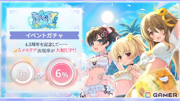 「ラスバレ4.5周年リリホリ!!」が7月20日より開催！神琳、聖、治、紅巴が新たな水着で登場、イベント「リリホリ!!～朝陽のサマースクール～」もの画像7