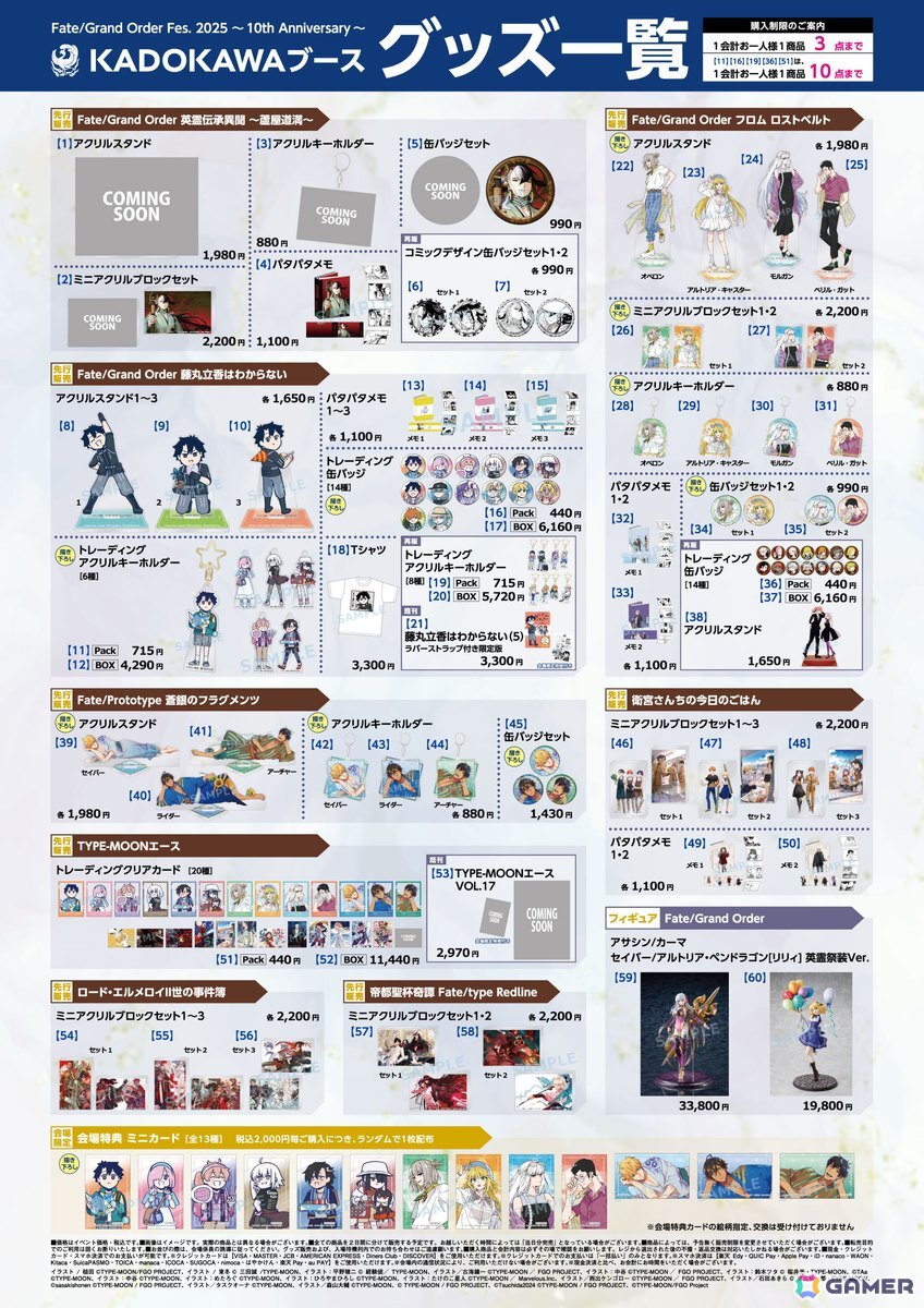 グッズ一覧表