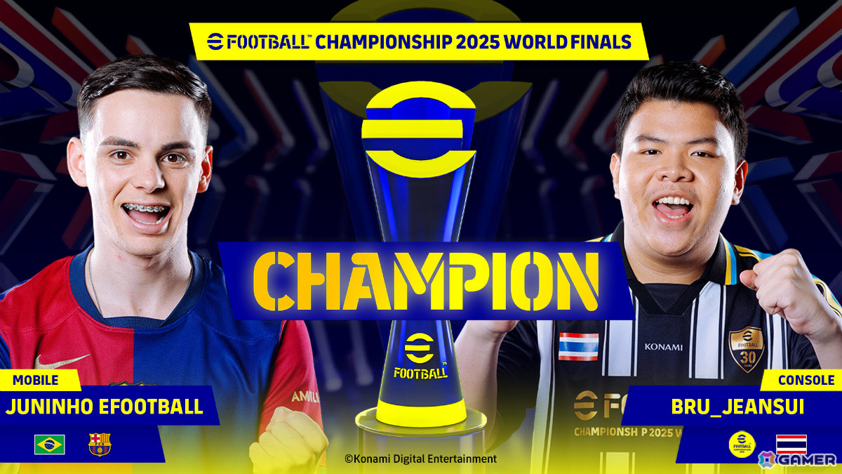 「eFootball Championship 2025 World Finals」コンソール部門でタイのBRU_JEANSUI選手、モバイル部門でブラジルのJuninho efootball選手が優勝！の画像