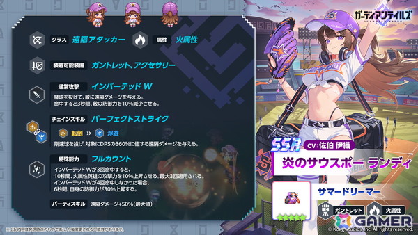 「ガーディアンテイルズ」★6進化で夏らしい衣装に変化する新英雄「炎のサウスポー ランディ（CV：佐伯伊織）」が登場！の画像3