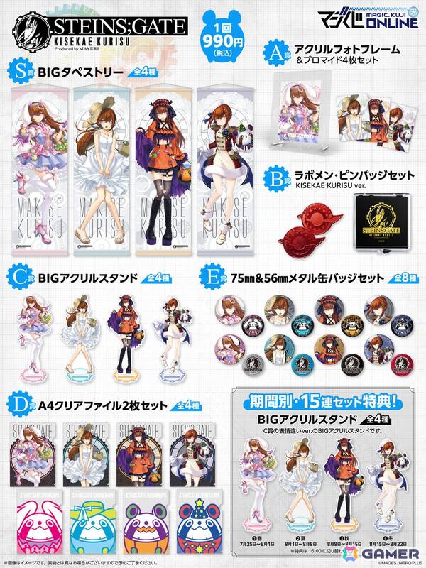 「STEINS;GATE」牧瀬紅莉栖の誕生日を記念してオンラインくじ「STEINS;GATE KISEKAE KURISU Produced by MAYURI」が復刻販売！の画像2