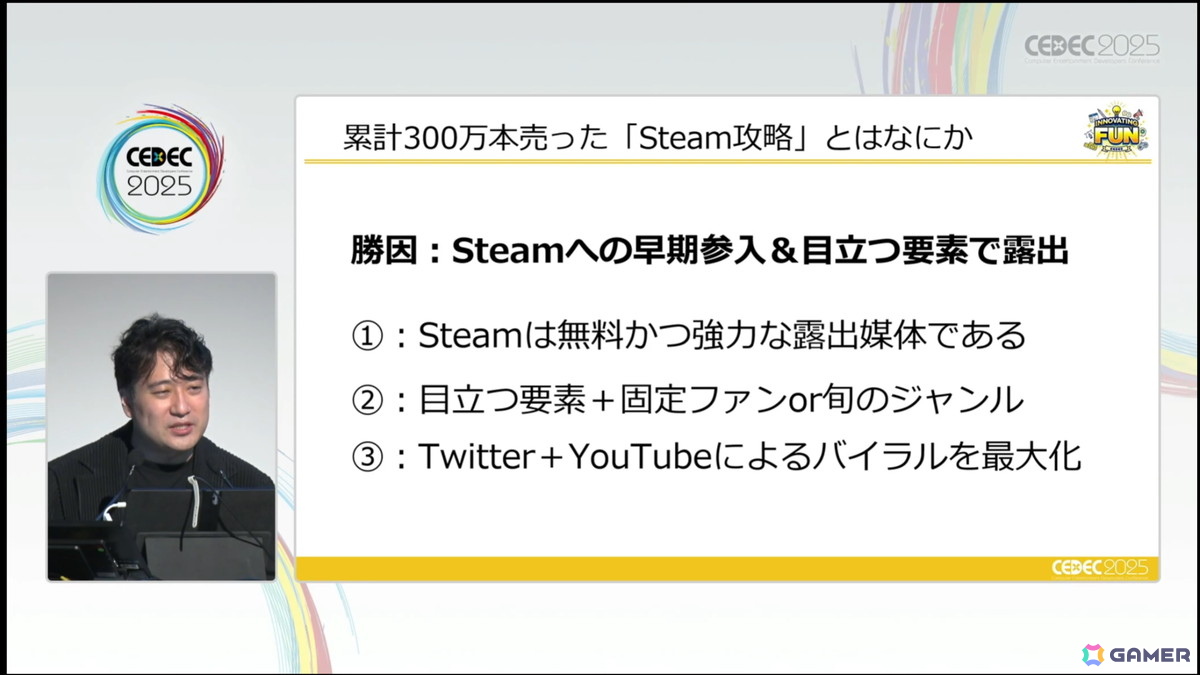「大資本の総力戦」となり、従来の攻略法が通用しなくなったSteamでこれからインディーが成功するために欠かせないこととは？【CEDEC2025】の画像