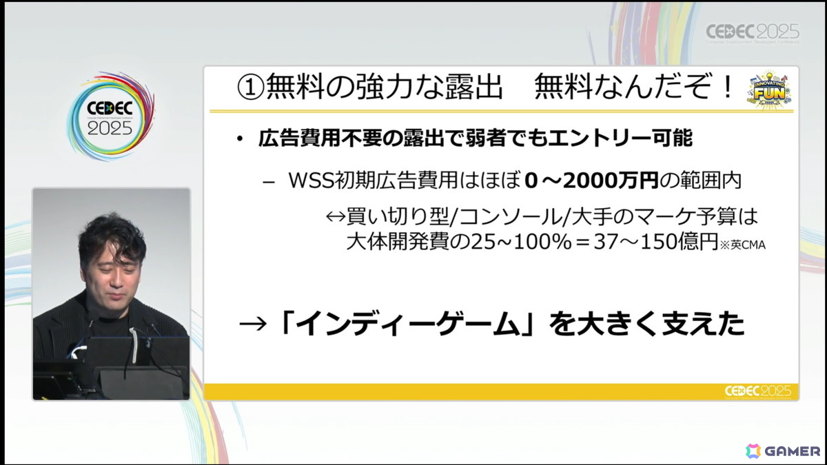 「大資本の総力戦」となり、従来の攻略法が通用しなくなったSteamでこれからインディーが成功するために欠かせないこととは？【CEDEC2025】の画像