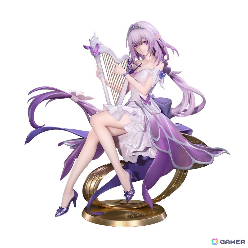 「崩壊:スターレイル」パールとグラデーション塗装が施されたドレスを身にまとい、優雅な佇まいでハープを奏でる「キャストリス」が立体化!の画像