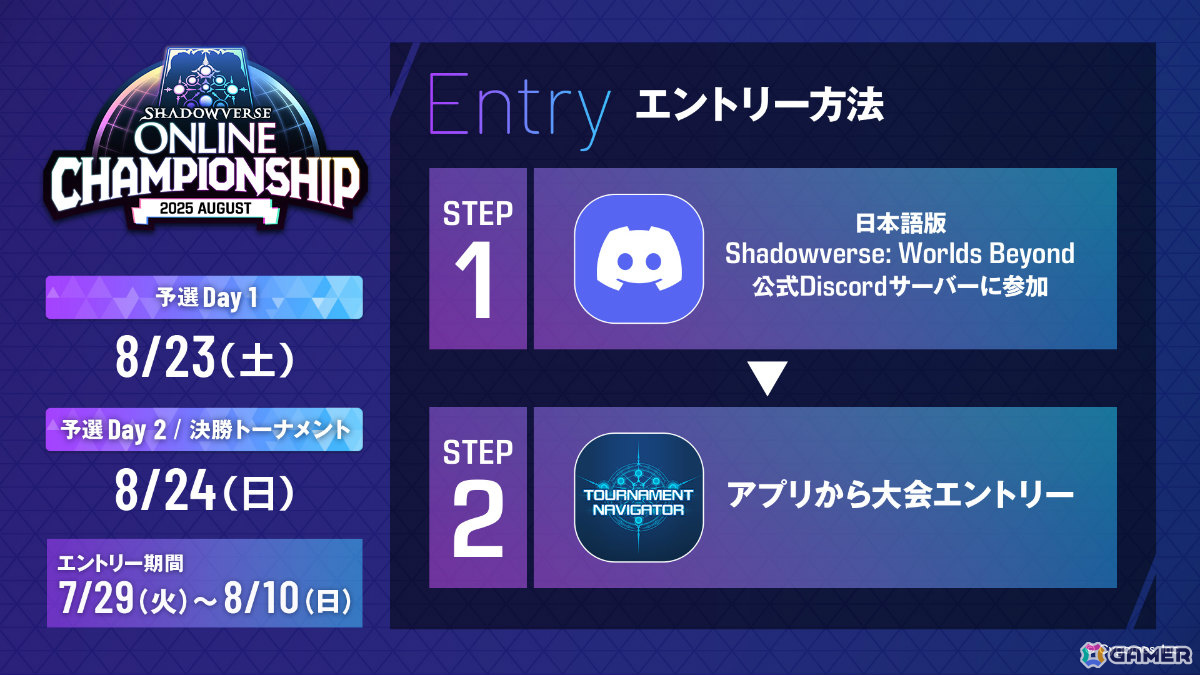 優勝賞金500万円！「シャドバWB」初となる公式大型オンライン大会「Shadowverse Online Championship 2025 August」のエントリー受付が開始の画像