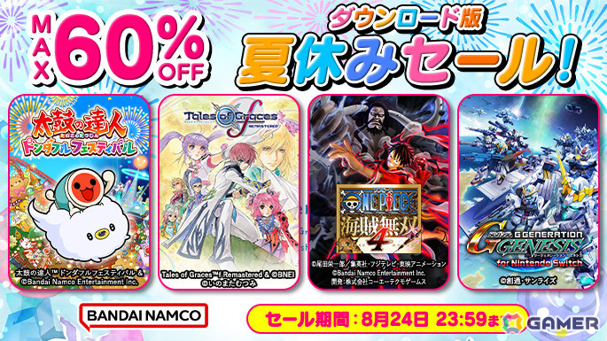 最大83％オフのBNE夏休みセールが開催！「ドラゴンボール Sparking! ZERO」や「SDガンダム ジージェネレーション クロスレイズ」などが対象にの画像