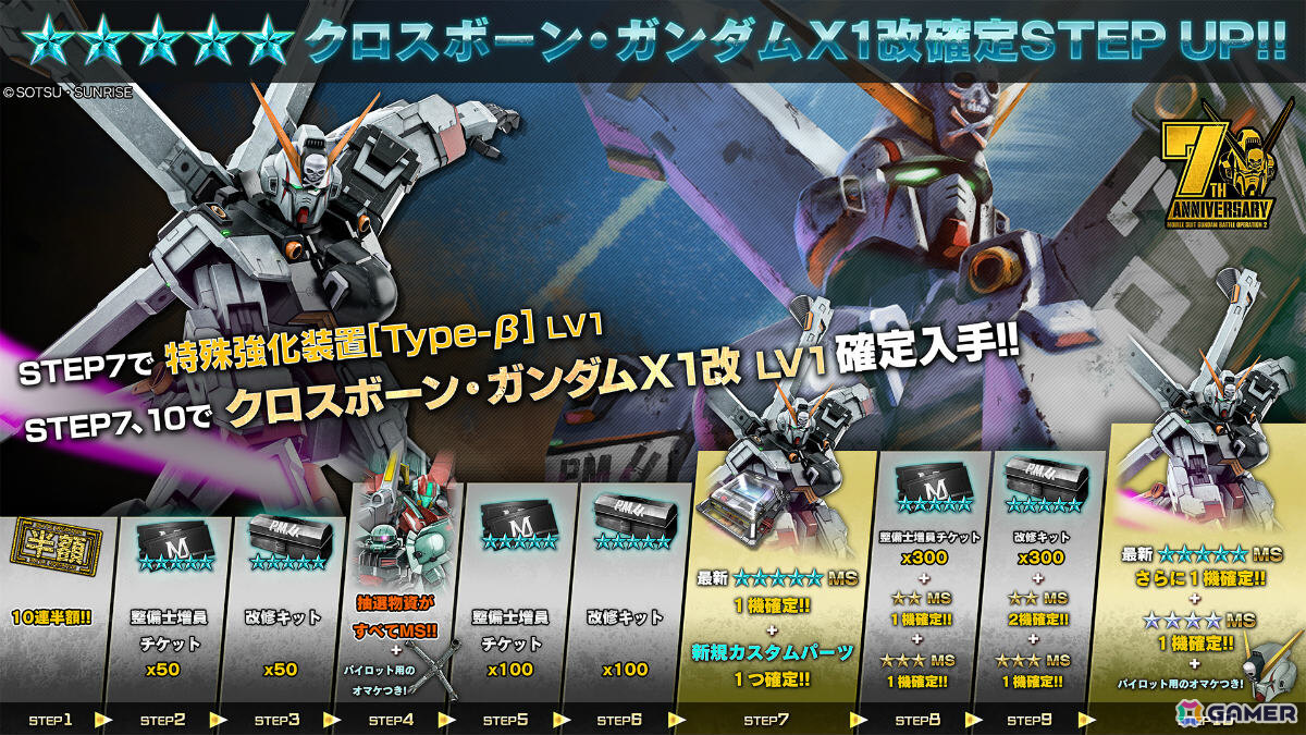 PS5/PS4「バトオペ2」クロスボーン・ガンダムX1改が参戦！最大80連無料スペシャル抽選配給などの「7周年大感謝祭」も開催の画像4