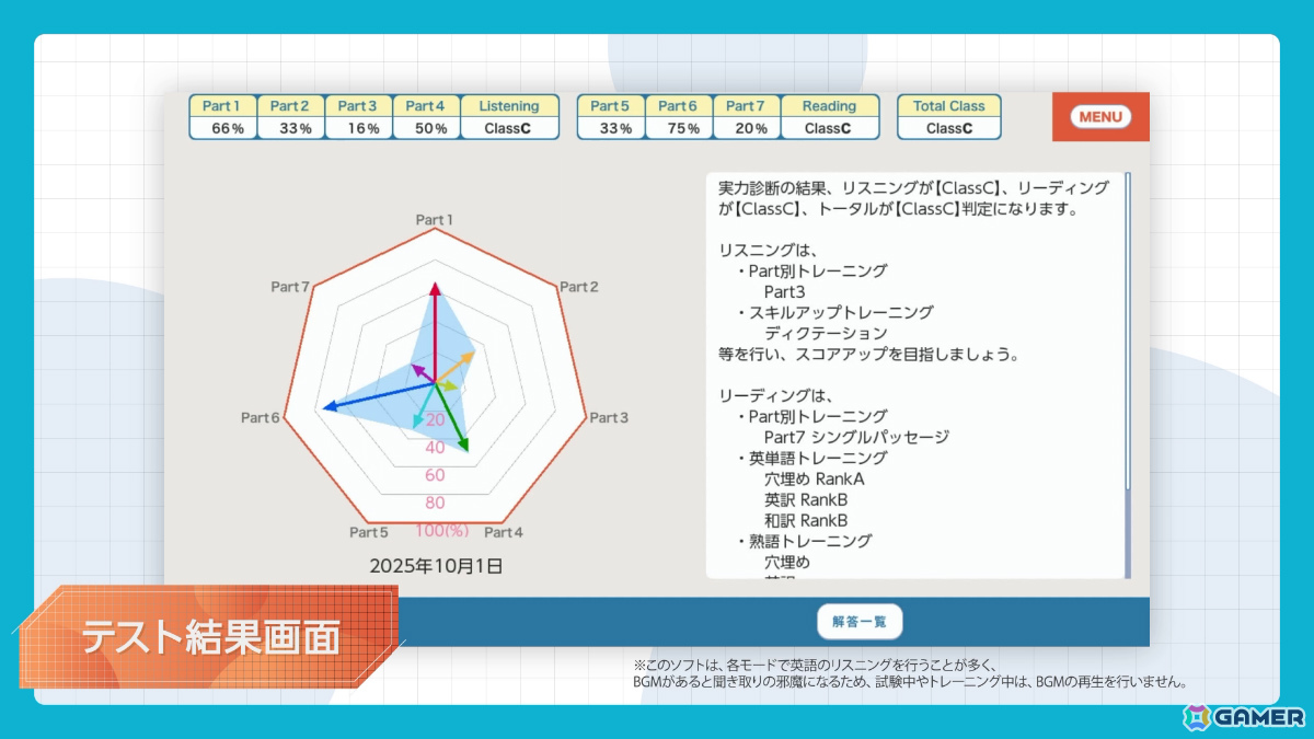 「毎日学習でステップアップ TOEIC L＆R テスト」多彩な機能を紹介するPVが公開！実力診断やその結果から学習プランを提案するサポートトレーニングなどの画像2