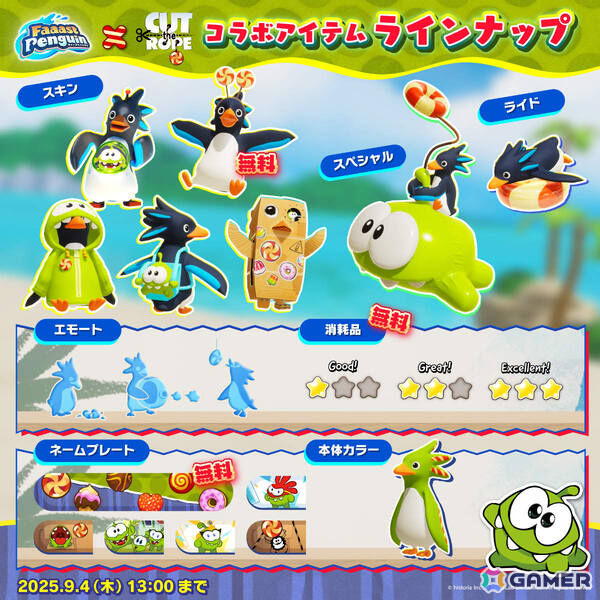 「Faaast Penguin」×「カット・ザ・ロープ」コラボの詳細が発表！オムノムのスキンやスペシャルなどが限定アイテムとしてショップに登場の画像5