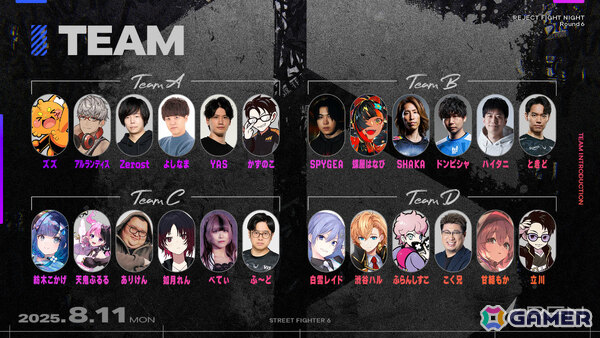 格ゲー大会「REJECT FIGHT NIGHT Round6」が8月11日に開催！ときどさん、渋谷ハルさん、よしなまさんらストリーマー＆選手たちが「スト6」でチームバトルの画像2