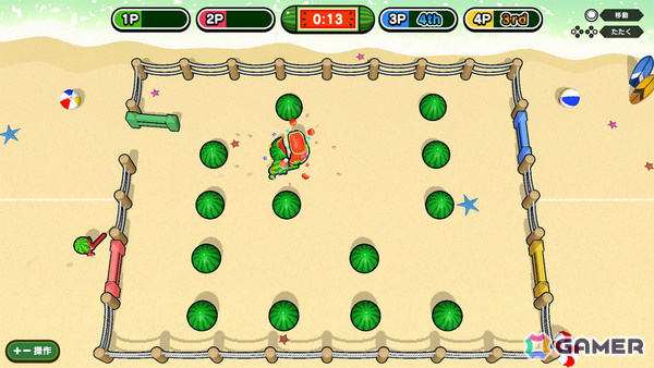 パーティーゲーム「たたいて！まわって！スイカパーティ」が配信！タネ飛ばしやスイカ割りなどスイカをテーマにした遊びを多数収録の画像